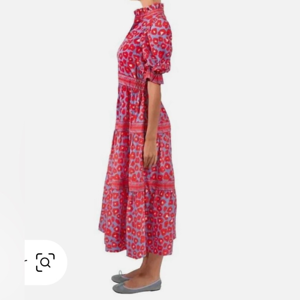 Gretchen Scott Designs Vibrant Red and Pink Midi Dress - Picture 3 of 12